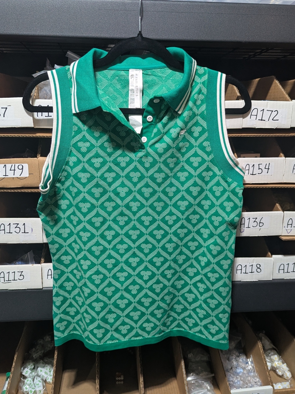 Fabletics Green Sleeveless Polo with Geometric Knit Women's M